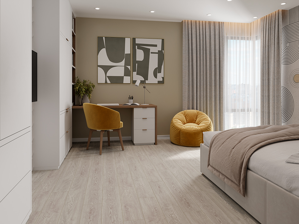 Кварцвиниловый SPC ламинат Cronafloor Grand Sequoia Дуб Карамельный 1200×180×5 фото в интерьере